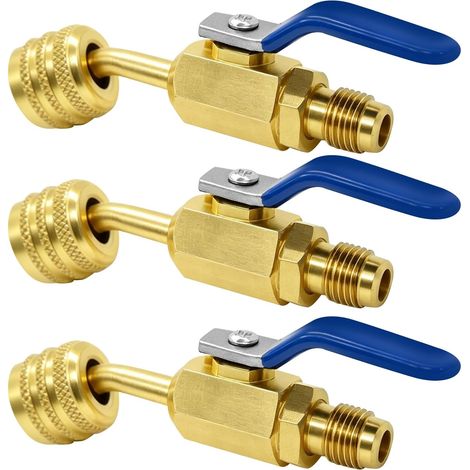 3 pièces adaptateur à faible perte pour fluide frigorigène HVAC A2lr-32r454b, adaptateur de vanne sphérique pour réservoirs LH et tuyau de service RH du fluide frigorigène R-32/R-454b A2l, connecteur (1/5)