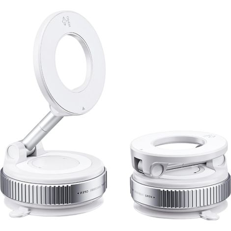 Supporto magnetico per auto – Ventosa potente, rotazione a 360° e piegatura a 180°, compatibile con supporti per auto Magsafe per tutti i telefoni e cruscotti (bianco) (1/5)