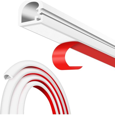 Silicone Goulotte Passe Cable avec Ruban Mousse, 1m pour 1 Cable, Blanc Ouverture Latérale Cache-câbles Flexible à Forte Adhérence pour Mur, Sol, Plafonds, TV, Bureau (1/5)