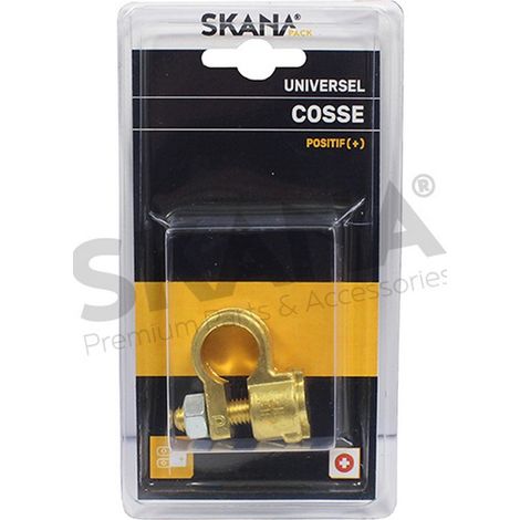 Terminale di batteria per morsetto positivo. In ottone a serraggio semplice. Per cavo fino a 35 mm².