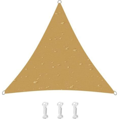 Voile d'ombrage, 95% uv, convient pour terrasse, balcon, jardin, fête, événements en plein air (3 x 3 x 3 mètres, jaune sable)