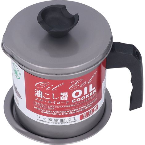 Bouteille d'huile en acier inoxydable, réservoir de stockage de grande capacité 1.4L avec filtre intégré. (1/5)