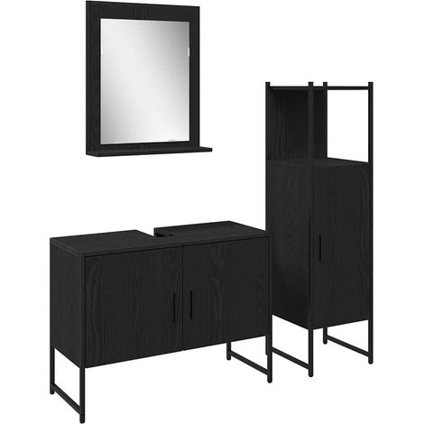 Maison Exclusive - Badezimmermöbel-Set mit Regal 3 pcs Schwarz Ho