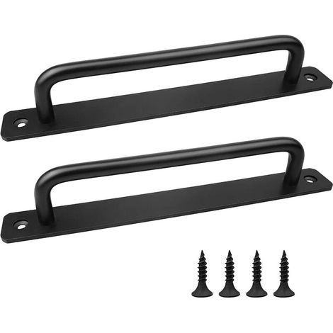 Set mit 2 Schiebetürknöpfen im Scheunentor-Stil, schwarze Türknöpfe für Küchenschranktüren, Innen- und Außentürknöpfe inklusive Schrauben (1/5)