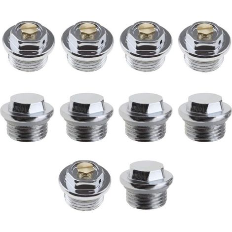 10pcs 1/2 Pouce Radiateur Manuel Purge d'air Vannes et 5pcs Bouchons d'obturation avec Connexion de Filetage Joint Torique Scellé (1/5)