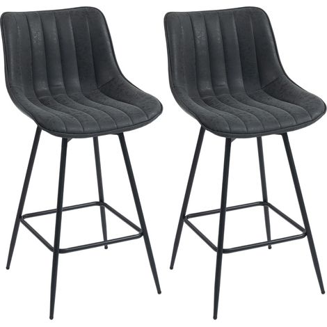 Set de 2 tabourets de bar pivotants 68 cm avec dossier en PU noir pour cuisine et salle à manger (1/5)