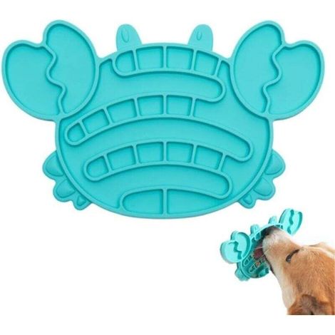 Gamelle à alimentation lente - Anti-glouton - Tapis de lixiviation antidérapant pour animaux de compagnie - Favorise une digestion lente pour chiens et chats - Crabe bleu (1/3)