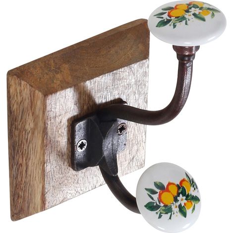 Appendiabiti decorativo da parete con pomello a limone - Appendiabiti in legno per ornamenti, accessori e organizzazione della casa