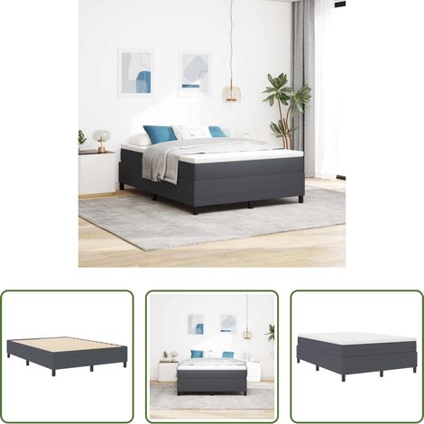 vidaXL Lit en bois - Cadre de lit plateforme Gris foncé 160 x 200 cm (1/5)