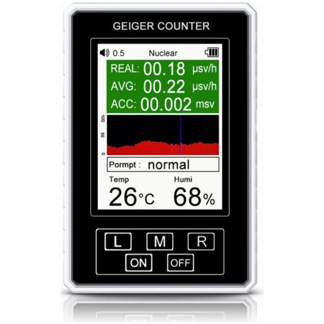BUNTHAUS Détecteur de rayonnement nucléaire, dosimètre professionnel à réponse rapide, compteur Geiger avec détection de température et d'humidité, blanc (1/5)