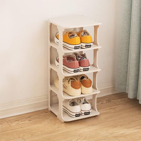 Étagère à Chaussures Organisateur de Porte-Chaussures à 4 Niveaux Plastique étagère à Chaussures Cubes de Rangement Modulaires pour Economiser de l'espace, Boîtes de Rangement