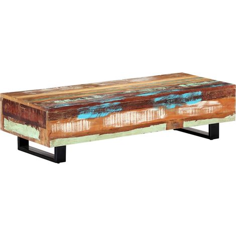 vidaXL Table basse 120x50x30 cm Bois de récupération solide et acier (1/5)