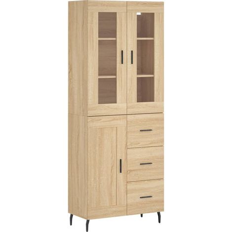 Buffet,Bahut,Meuble de Rangement haut Chêne sonoma 69,5x34x180 cm Bois d'ingénierie CFW67224 (1/5)