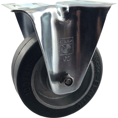 Roulette fixe diamètre 80 mm caoutchouc EASYROLL® NOIR roulement à billes - 100 Kg (1/2)