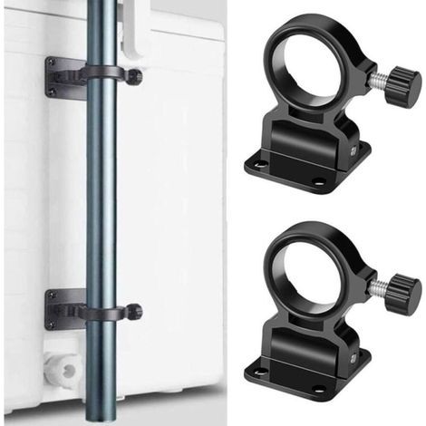 Lot de 2 supports de parasol pliables noir pour canne à pêche, support mural pour parapluie, plage, terrasse, cour, balcon, parc (1/5)