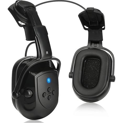 Cuffie antirumore Bluetooth per caschi di sicurezza, NRR 28 dB, cuffie regolabili da fissare al casco, cuffie antirumore rimovibili per caschi, nere