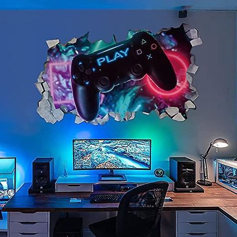 autocollants Muraux Gamer 3d,gamer Poster Murale Dcoration,sticker Mural De Chambre Garon,moderne Stickers Muraux De Dcoration De Salon,autocollan (1/5)