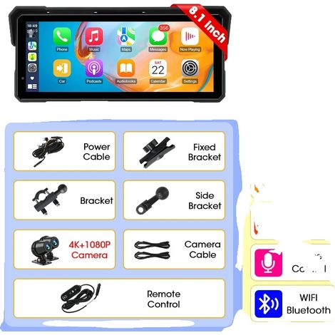 GPS-Navigation, 8,1-Zoll-Bildschirm, wasserdichtes Design, 8-Zoll-4K-1080P-Kamera, keine (1/2)