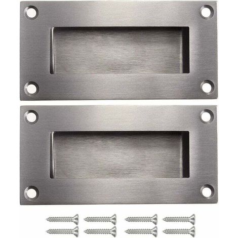 Concealed door handle, replaceable handle for sliding doors without a handle, simple yet stylish rectangular anti-collision handle in satin brushed stainless steel, 2 pieces (1/5)