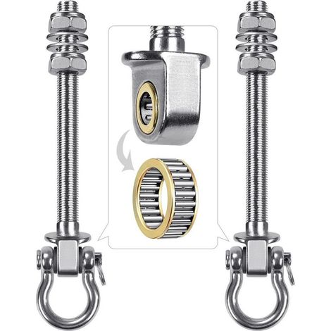 Lot de 2 crochets de balançoire avec roulement en acier inoxydable 304, haute résistance et durable, rotation à 180°, facile à installer, pour suspendre hamacs et balançoires,SZ1 (1/5)