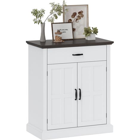 Beyamis Landhaus-Sideboard mit 3 cm dicker Platte und 2 Scheunentüren – Weiß