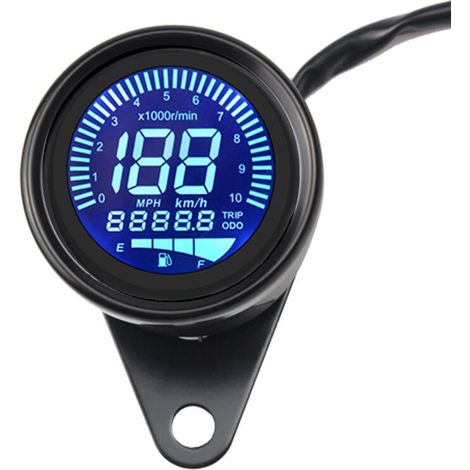 royaluxe -Jauge de Compt de Vitesse Moto, 12V DC Moto Universelle étanche LED rétroéclairage Compt de Vitesse numérique tachymètre jauge de Vitesse jauge de Niveau d'huile voltmètre (1/5)