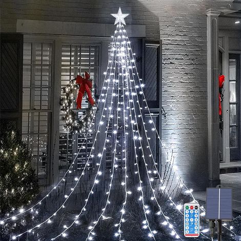 Guirlande Lumineuse Solaire Sapin de Noël Avec Etoile, 2M9 Branche 192 LEDs Guirlande lumineuse Arbre Noël avec 8 Modes d'Eclairage, Télécommande (1/5)