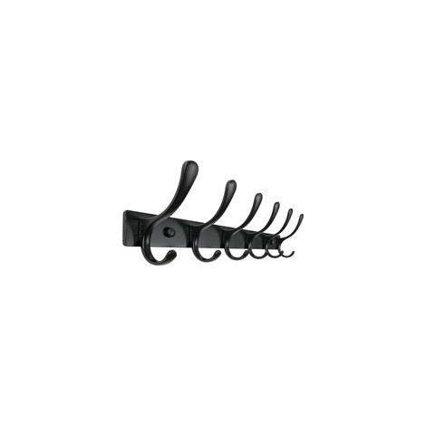 Porte-manteau mural – 6 crochets, très résistant, en acier inoxydable, crochet mural en métal, crochets robustes pour suspendre manteaux, vestes, vêtements, chapeaux – Noir