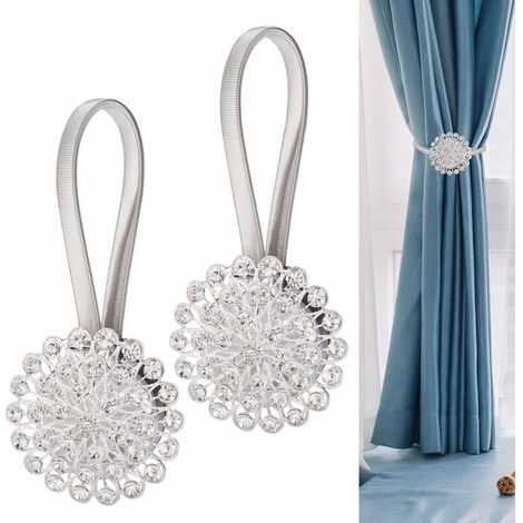 2 Piece Magnetic Tiebacks Curtain Tieback No Drilling Needle Elegant Curtain Tieback Suitable for Bedroom, Living Room, Dining Room, Office, Hotel