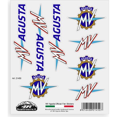 Adesivi per Moto MV Agusta – Set 8 Sticker Presagomati, Resistenti ad Acqua e Raggi UV, Made in Italy, Licenza Ufficiale, Foglio 160 x 135 mm (1/5)