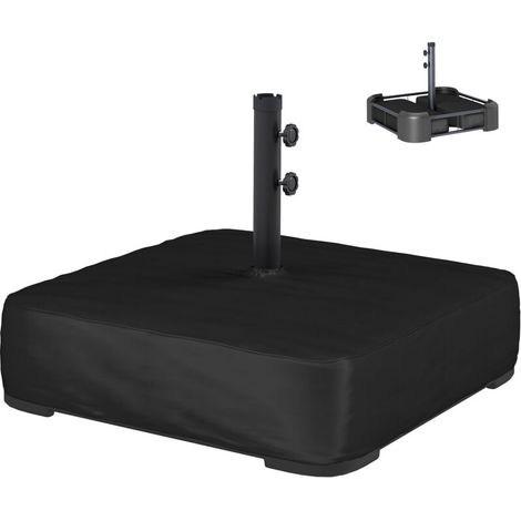 Socle parasol extérieur noir 78x78x40 cm, pied remplissable 80 kg (sable sec) ou 90 kg (sable humide), avec housse de protection incluse, base stable pour parasol déporté ou droit, idéal jardin terras (1/5)