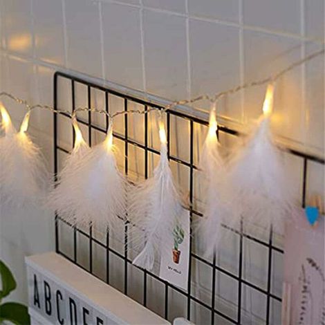 3M 20 LED Artificial Feather String Lights Decoration Christmas Wedding Birthday Garden Bedroom Indoor Wall Lights Warm White (1/5)