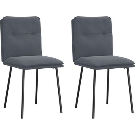 Sillas de comedor 2 unidades terciopelo gris oscuro
