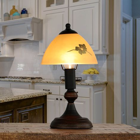 Lampe de table Halli de couleur cuivre écru au design rustique en style campagnard veilleuse H:32 cm E14 - Laiton, Ecru (1/5)