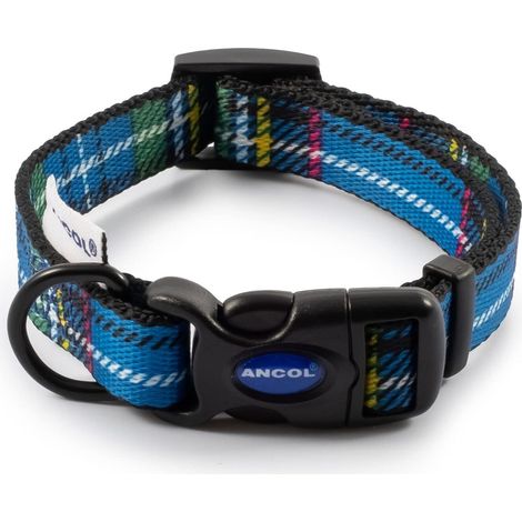 Ancol Nylon Tartan Adjust Collar Bl 20-30cm - 30268