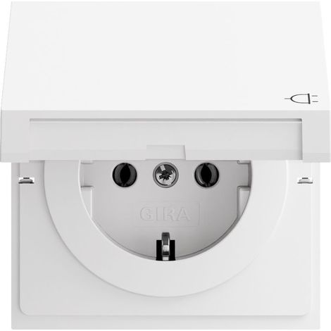 Gira SCHUKO-Steckd. KD Flächenschalter Reinweiß [445470], 4454 70