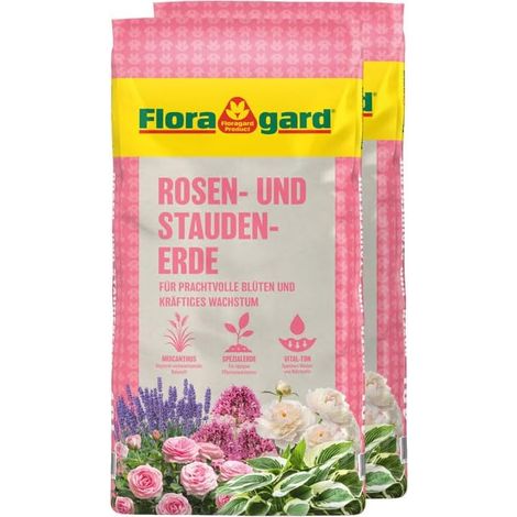 Floragard Rosenerde Staudenerde Gartenerde torfreduzierte Spezialerde 2 x 40L (1/5)