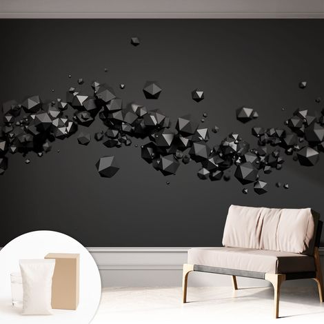 Papier peint intissé décoratif pour chambre et salon Design moderne à poser facilement - Colle incluse gratuite Solides noirs 312x219 cm (1/5)