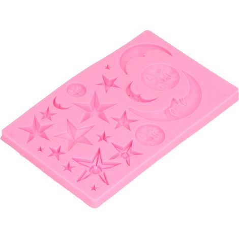 Losnummer 50-2308 Rosa – Flüssigsilikonform Sonne, Mond, Gesicht, Sterne für Zuckerpaste, DIY-Ton, Kuchen- und Gebäckdekoration (1/5)