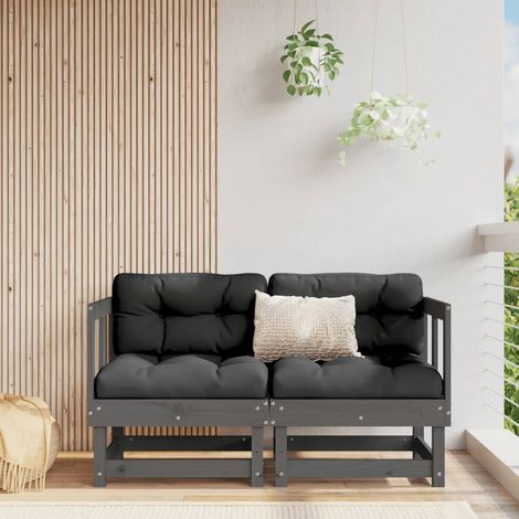 Canapés d'angle avec coussins 2 pcs,Canapé de Salon,Banquette gris bois de pin massif DGBDF527297 (1/5)