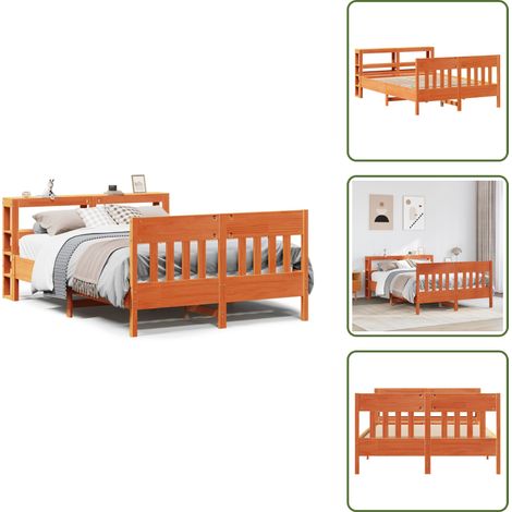 The Living Store Estructura de cama sin colchón madera maciza marrón 135x190 cm - Estructura de cama