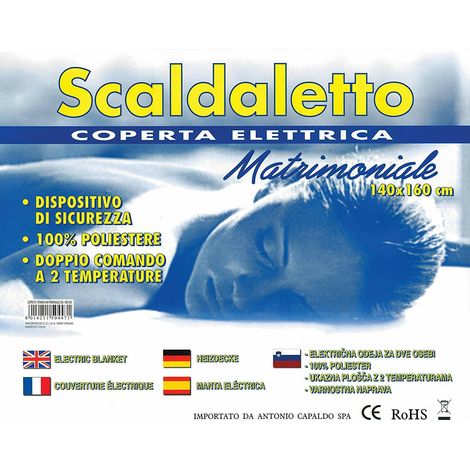Scaldaletto 2 Piazze Coperta Termica Caldo Letto Matrimoniale + Igienizzante