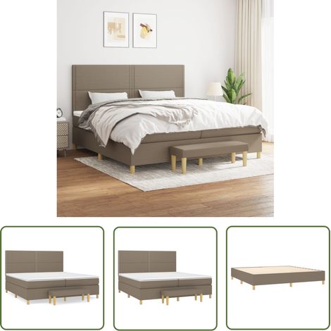 The Living Store Boxspringbett mit Matratze Taupe 200x200 cm Stoff - Boxspringbett - Doppelbett - Bettenrahmen - Schlafraum - Tapete (1/5)