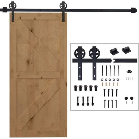 Kit de quincaillerie pour porte coulissante 200 cm en acier noir MODENUIT (1/4)