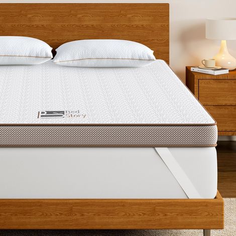 Memory Foam Mattress Topper, 180 x 200 cm, 7.5 cm Reversible Foam Mattress Topper with Breathable Gel with Non-Slip Design and Safety Certification, Removable and Washable (1/5)