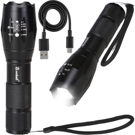 Torcia tattica a LED CREE ZOOM XML T6 impermeabile