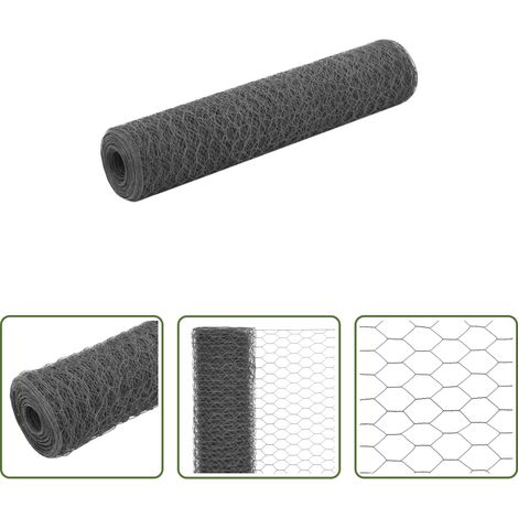 Clôture - Grillage Acier avec revêtement en PVC 25x0,75 m Gris (1/5)