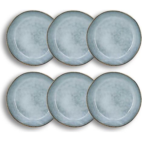 Lot de 6 assiettes en grès bleu aronal, coupe moderne 15,5 cm, émaux réactifs, usage quotidien et table élégante (1/4)