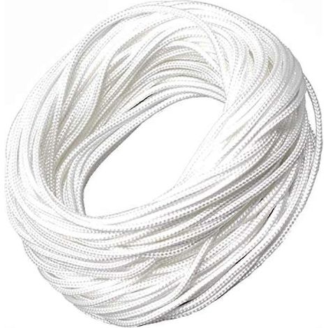 Cordon pour stores romains : cordon blanc de 2 mm et 20 mètres pour festons autrichiens verticaux. (1/5)