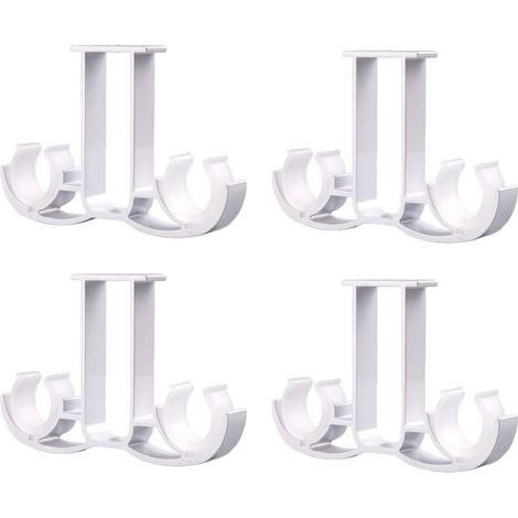 Lot de 4 supports de tringle à rideaux en aluminium, fixation murale double au plafond, en alliage, pour salle de bain et salon (blanc)